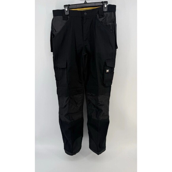 Caterpillar Work Pants Mens 34x34 Black Utility Cargo CAT Trademark C172 Pants - Picture 1 of 15
